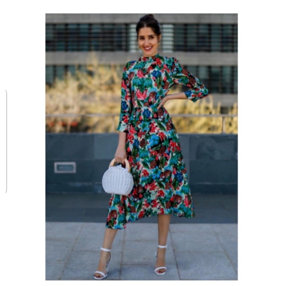 Zara Floral Midi Dress - Multicolor